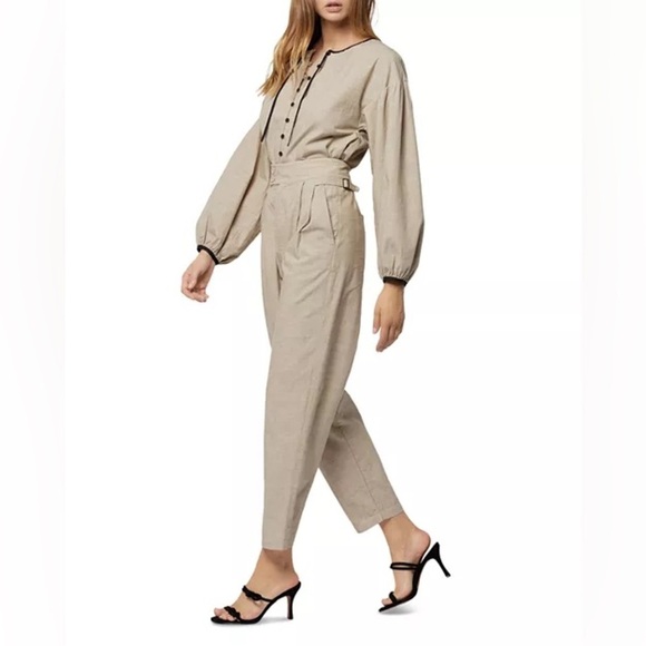 JOIE 100% Cotton Nadia Pants in Oatmeal Light Academia Pleated Size 0 NWT - Picture 2 of 11